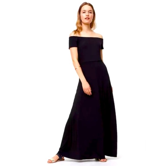 LOFT Dresses & Skirts - LOFT off the shoulder black jersey maxi dress size small